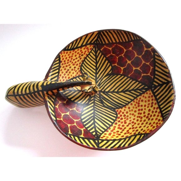 Hand Carved Hand Painted African Kenya Wood Giraffe Drinking From Bowl, Folk Art - Picture 6 of 16